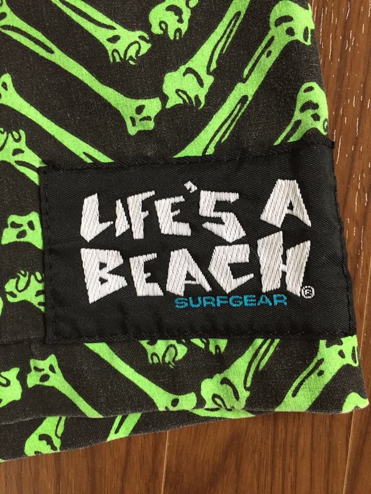  очень редкий!! 80s life's a beach bone общий рисунок шорты 80 годы оригинал жизнь za пляж оригинал ... золотой размер L