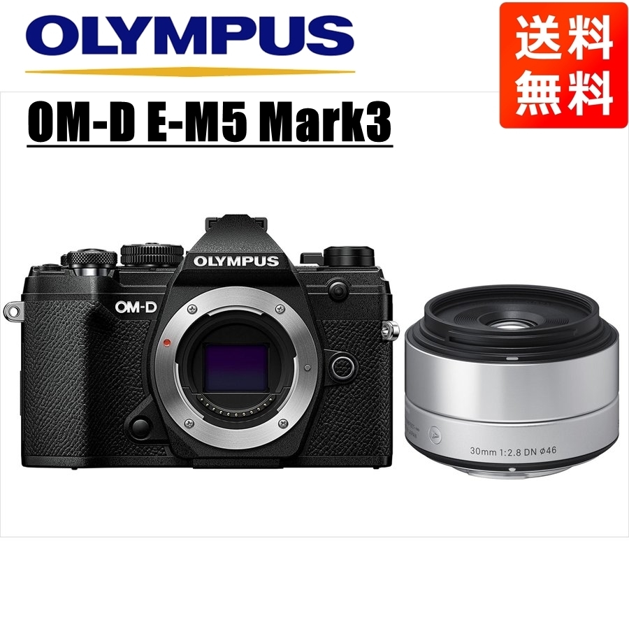 オリンパス OLYMPUS OM-D E-M5 Mark3 ブラックボディ シグマ 30mm 2.8 単焦点 レンズセット ミラーレス一眼 中古