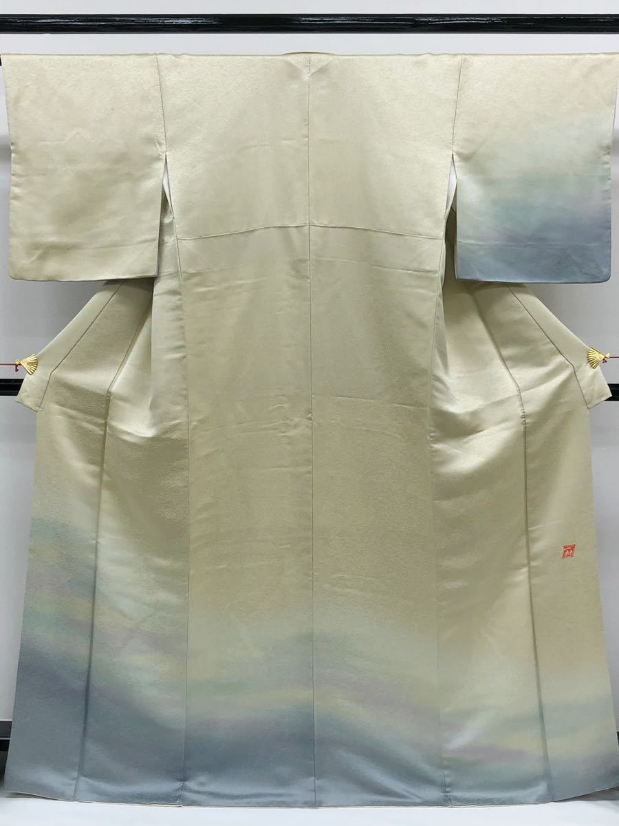 品質は非常に良い 訪問着 辻ヶ花 久保田一竹 二代目 落款入り K082 湊鼠色 蒸栗色 撥水加工済 正絹 金通し生地 仕立て上がり 品質は非常に良い 訪問着 辻ヶ花 久保田一竹 二代目 落款入り K082 湊鼠色 蒸栗色 撥水加工済 正絹 金通し生地 仕立て上がり