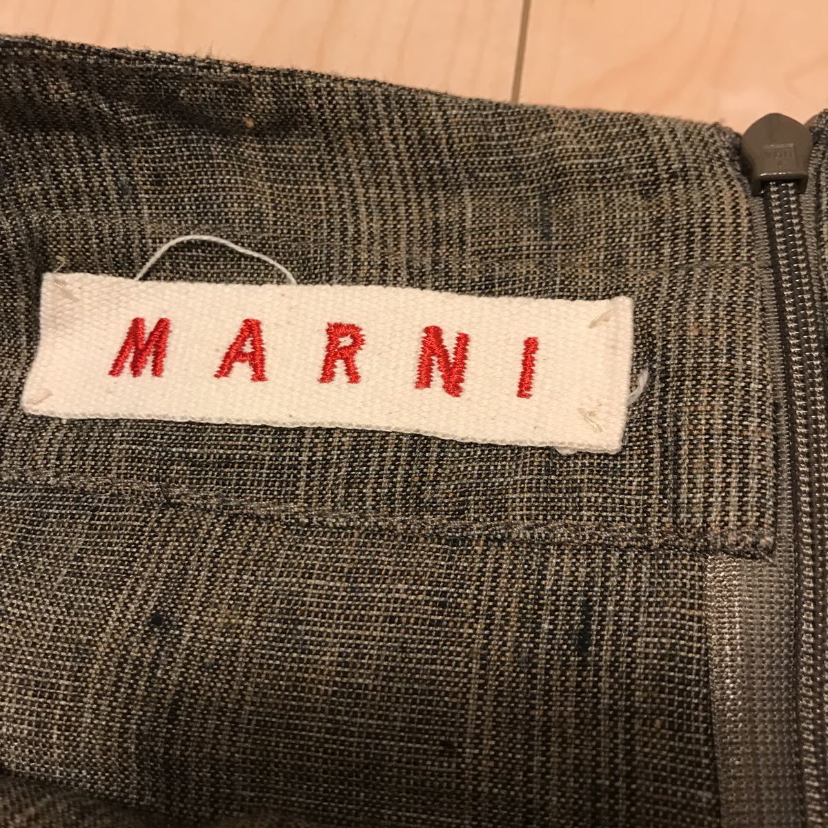 マルニ　イタリア製　春夏　膝丈スカート　ウエストリボンデザイン　チェック柄