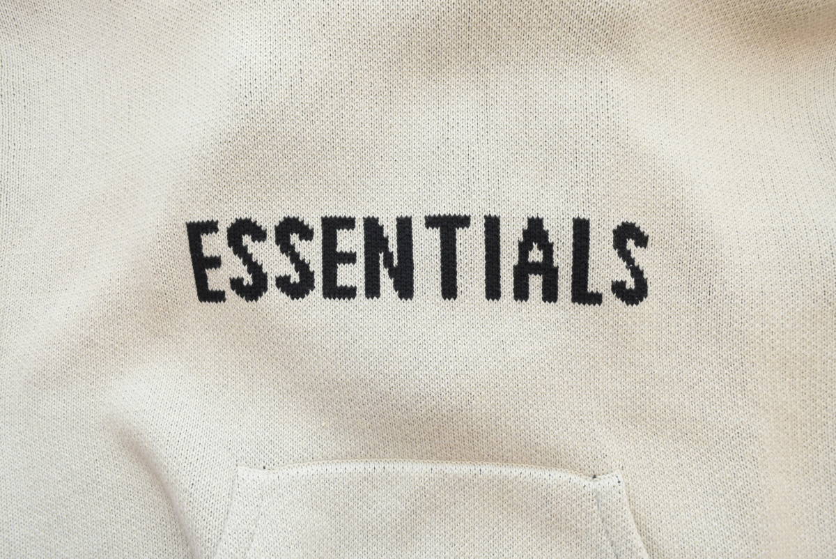 △ FOG ESSENTIALS エフオージー エッセンシャルズ Logo Knit Hoodie ニットプルオーバーパーカー M カーキ 103_画像5