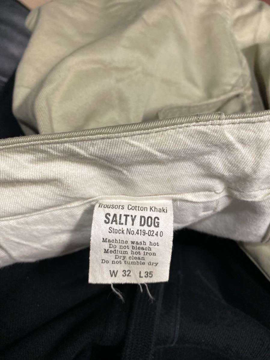 90'S SALTY DOG チノパン ベージュ　チノパンツ ワークパンツ W32 L35 日本製　ジーンズ　デッキーズ ヴィンテージ_画像4