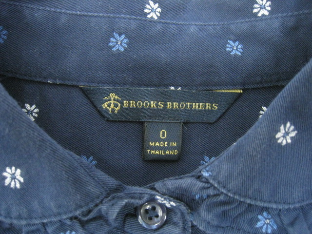BROOKS BROTHERS ブルックスブラザーズ フリル 丸襟 ブラウス シャツ 小花柄 紺 ネイビー 紺 サイズ0_画像4