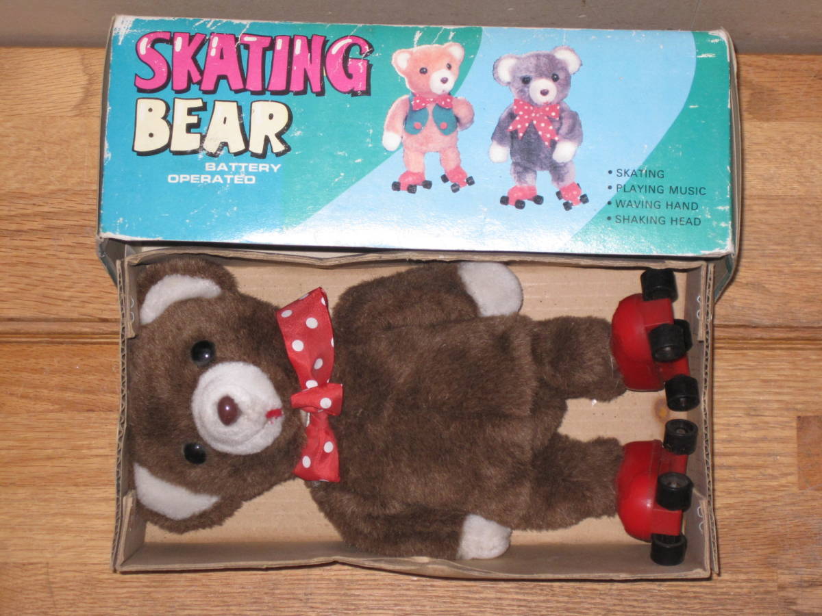 ジャンク品 ローラースケートで遊ぶクマ TIANYI 箱付き 中国製 SKATING BEAR レトロ玩具_画像6