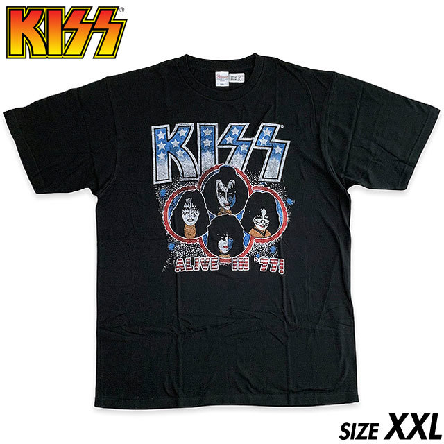 日本未入荷□KISS (キッス) ALIVE IN '77 半袖 Tシャツ 黒ブラック XXL