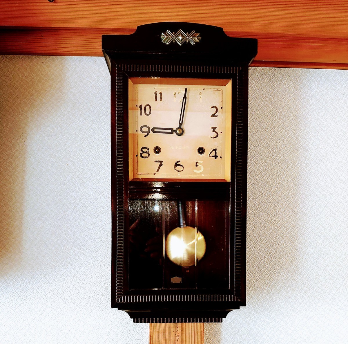 〈完動・美品〉精工舎　宮型ゼンマイ振り子時計 ボンボン時計 昭和レトロ