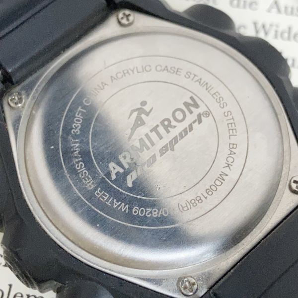 ★ ARMITRON メンズ デジタル 多機能 腕時計 ★ アーミトロン アラーム クロノ ブラック 稼動品 F4557_画像9
