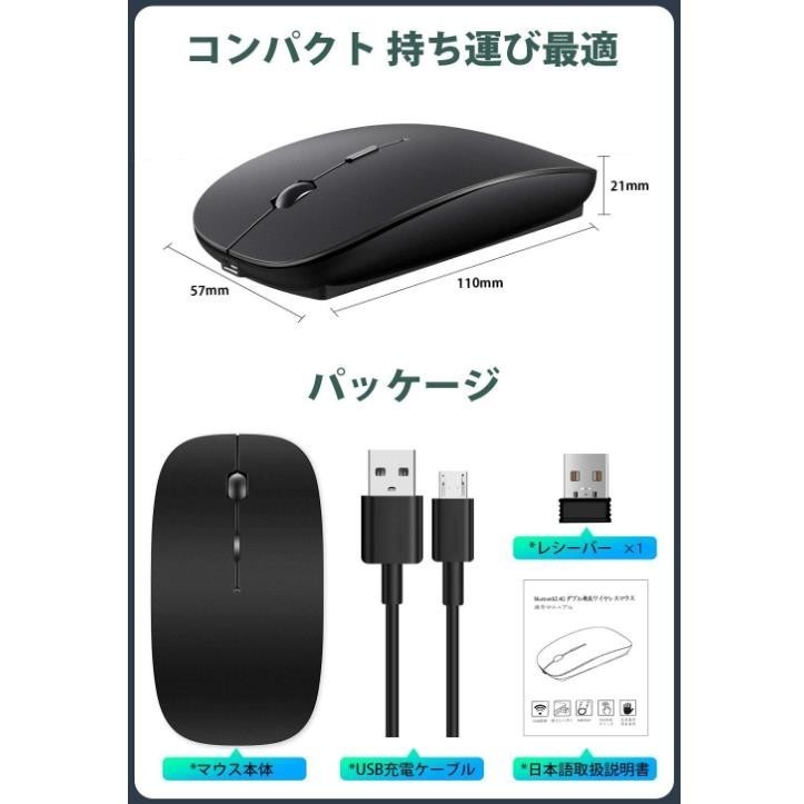 未使用新品 わけあり ワイヤレスマウス 無線マウス 2.4GHz 光学式 3DPI 充電式 アウトレット