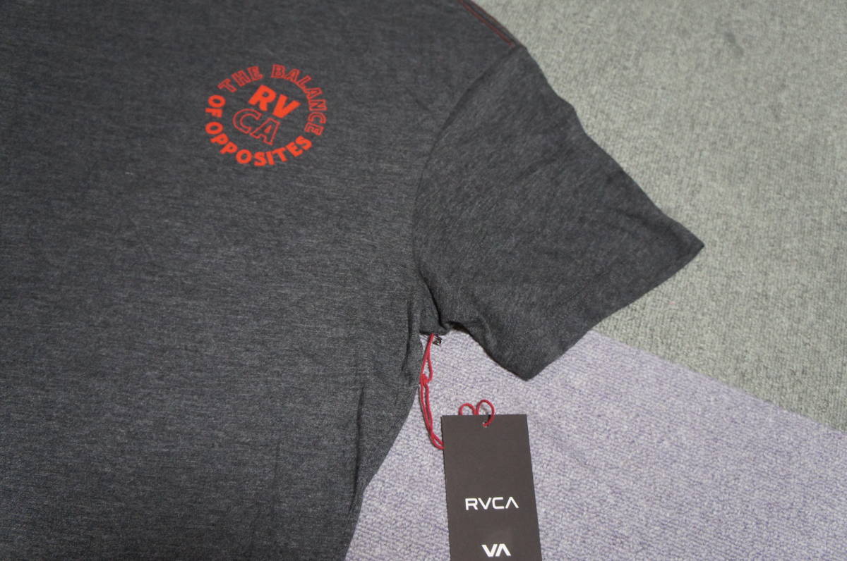 送込 新品 RVCA ルーカ 半袖Tシャツ チャコール赤 希少 完売 スケボー サーフ _画像3