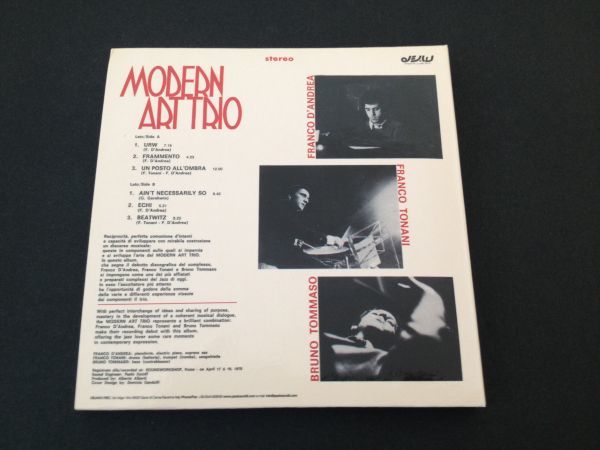 レア廃盤　MODERN ART TRIO　PROGRESSIVE JAZZ　DVJ1000017_画像3