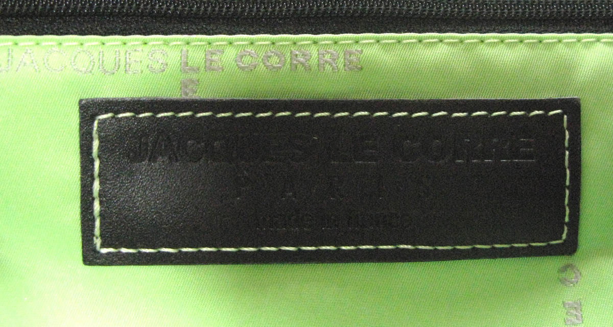 JACQUES LE CORRE ジャックルコー：レザー ボストンバッグ 黒 （ アッシュペーフランス JACQUES LE CORRE Leather Bag _画像4