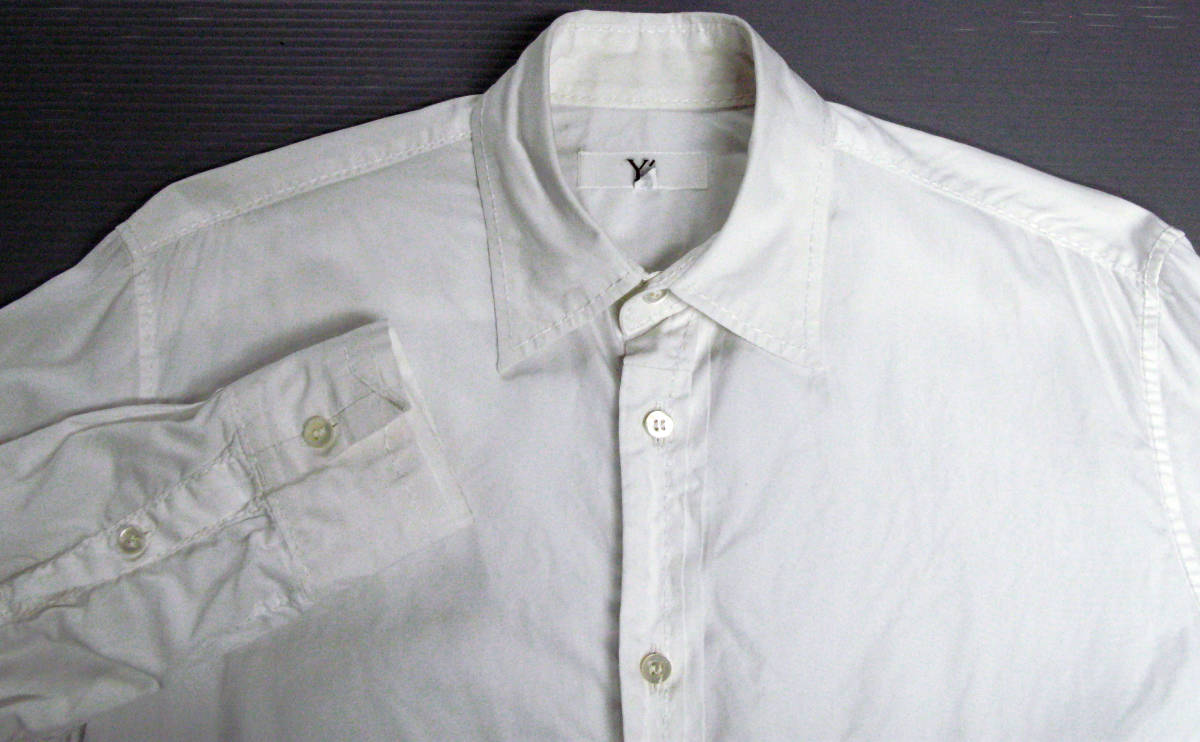 ワイズ フォーメン：白ステッチ 長袖 シャツ 2 （ ヨウジヤマモト Y's for Men Yohji Yamamoto Homme Vintage Cotton Shirt 2_画像3