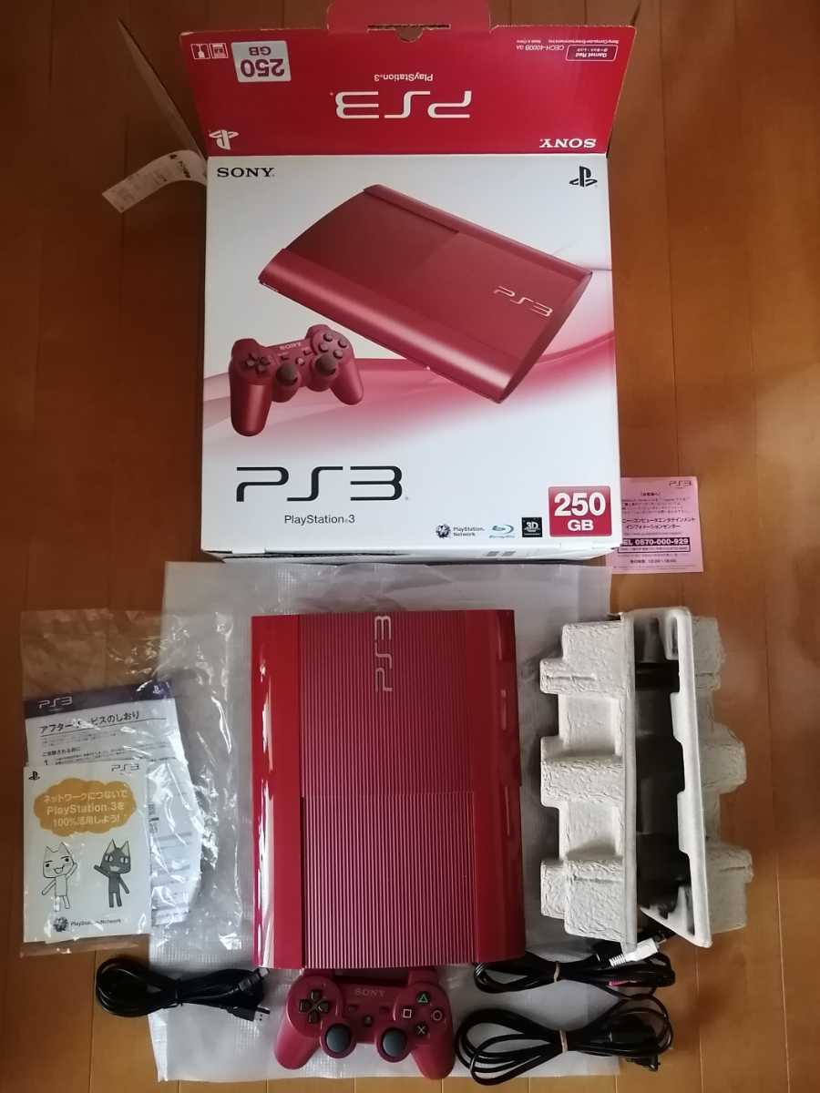 新古美品　PS3本体 PlayStation3 PS3 CECH-4000B GA ガーネットレッド　プレイステーション3 SONY 動作確認済 最新アップデート済 赤_画像1