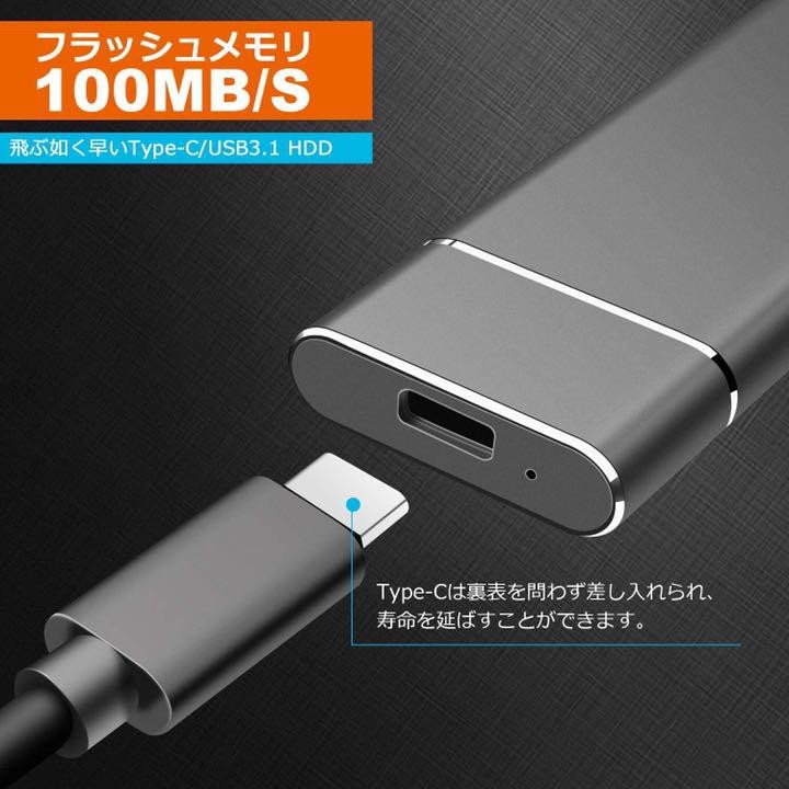 金 ハードディスク 1TB HDD外付け ポータブルハードディスク USB3.1