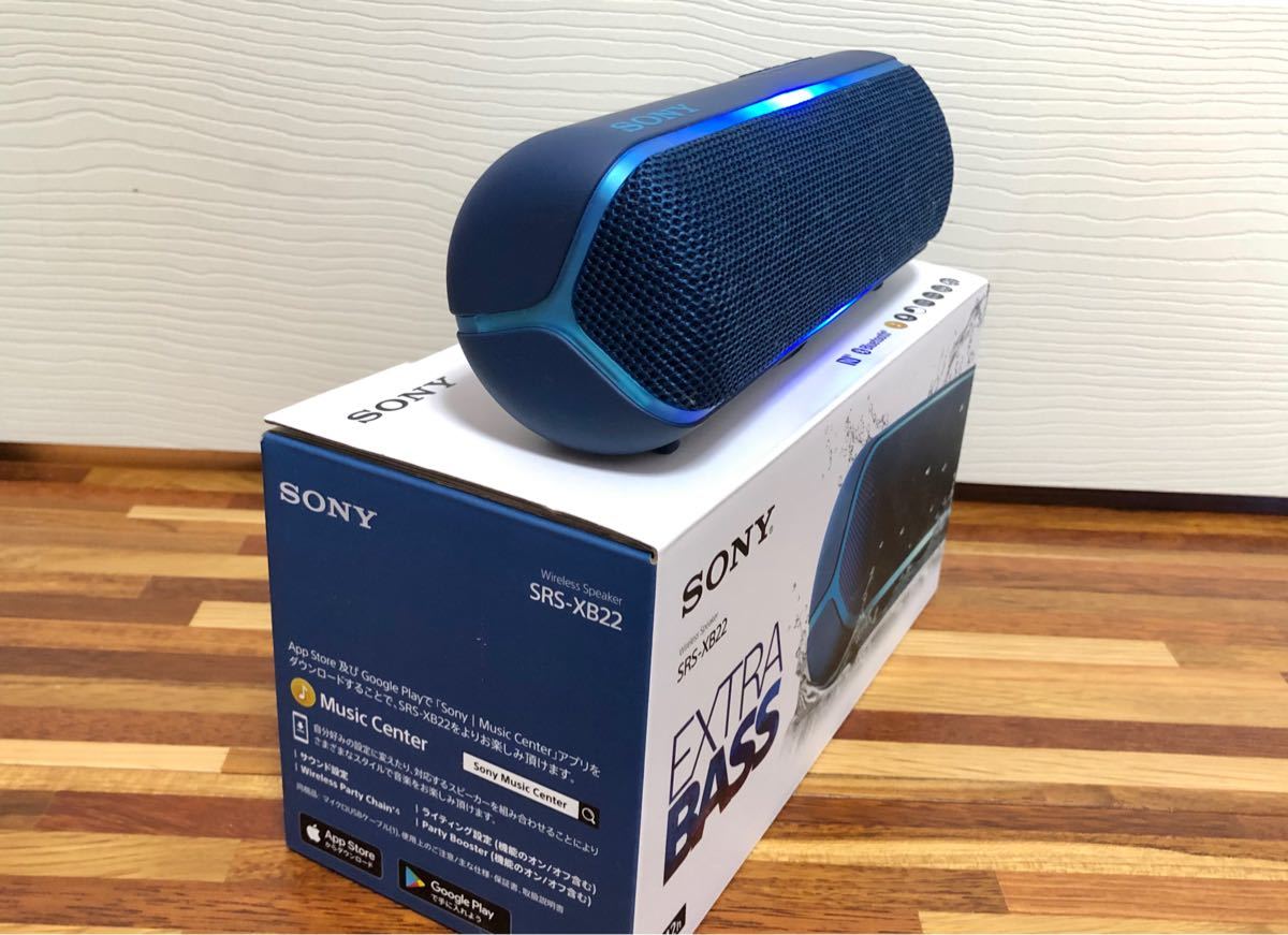 美品 SONY SRS-XB22 ワイヤレス スピーカー EXTRA BASS Bluetooth 防水 ポータブル アウトドア