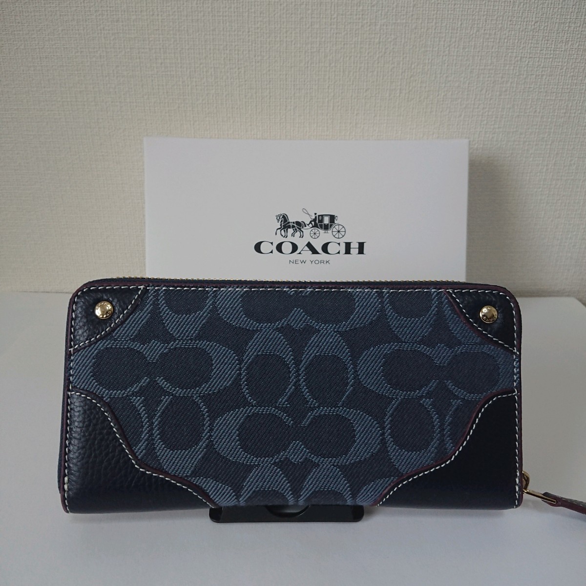 新品-未使用】COACH コーチ 長財布 デニム レザー デニムブルー|Yahoo
