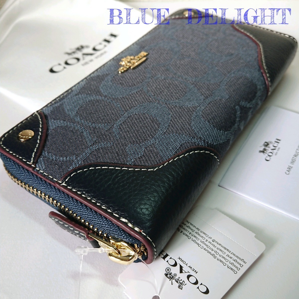 新品-未使用】COACH コーチ 長財布 デニム レザー デニムブルー|Yahoo