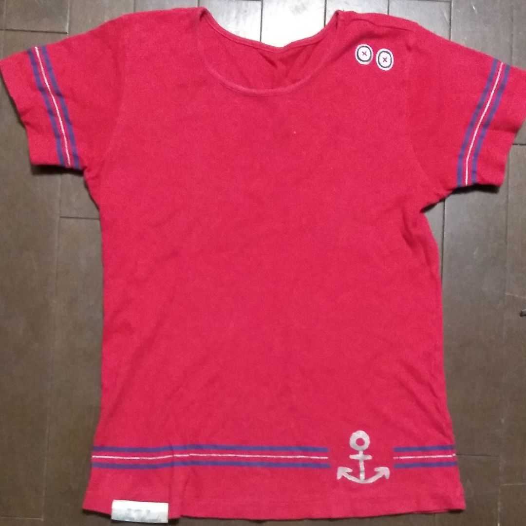 赤　イカリ　半袖Tシャツ マリン　トップス _画像1