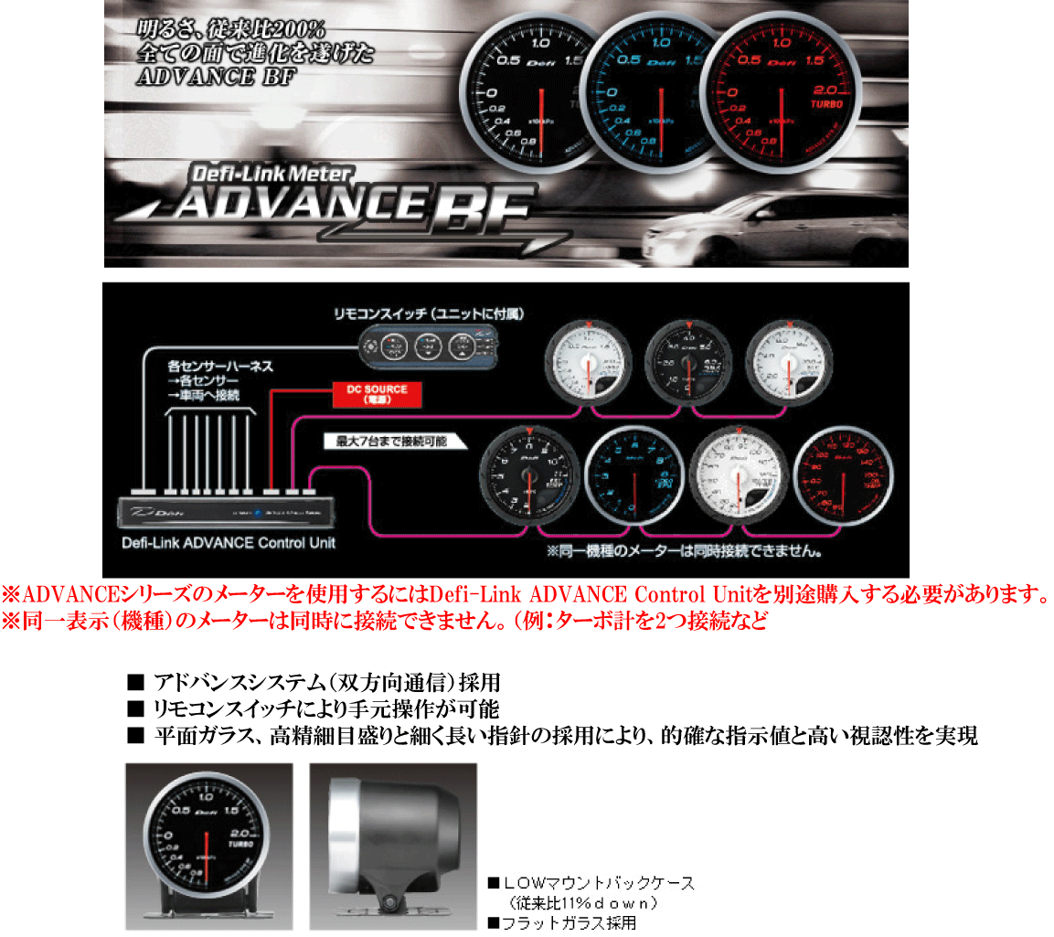 Defi ADVANCE アンバーレッド BF　水温計＆油温計＆油圧計（６０φ） 3点セット_画像3