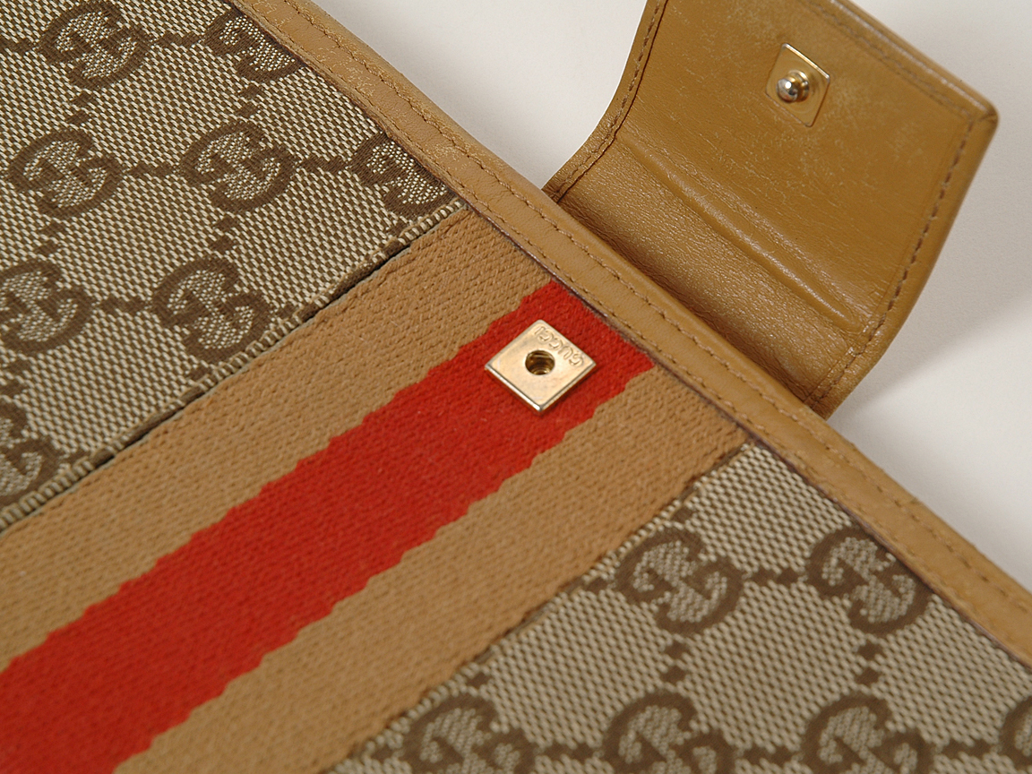 レア・希少 GUCCI/グッチ オールドグッチ GGキャンバス ウェブライン シェリーライン 長財布 ベージュ