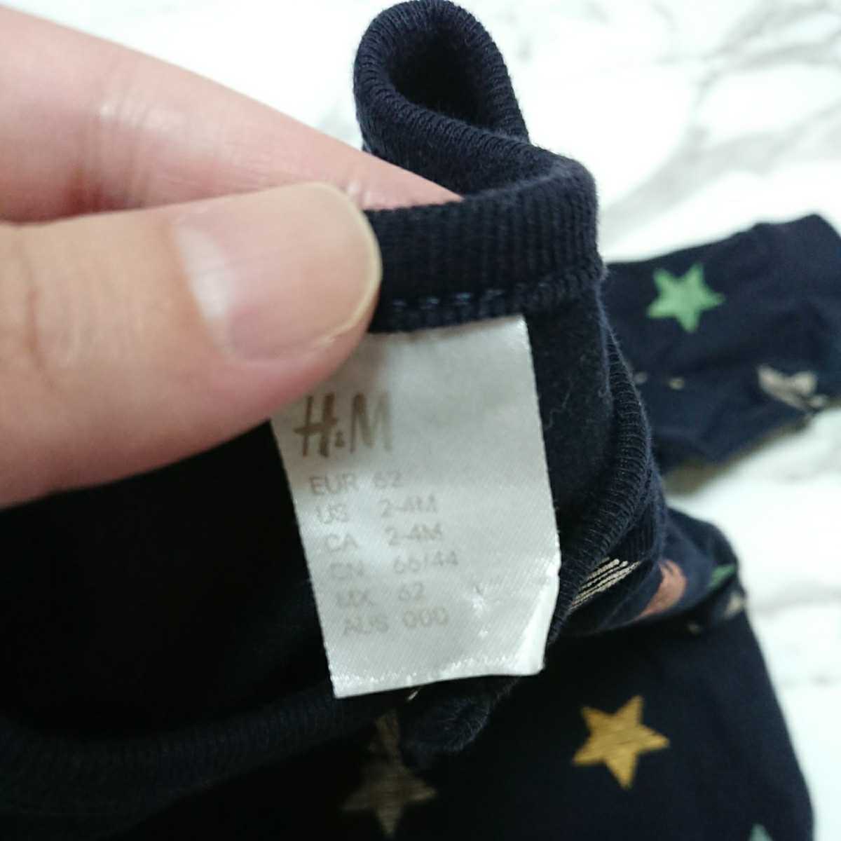 [ б/у одежда ]H&M* передний открытие комбинезон * звезда рисунок! детская одежда 0 размер 2-4M