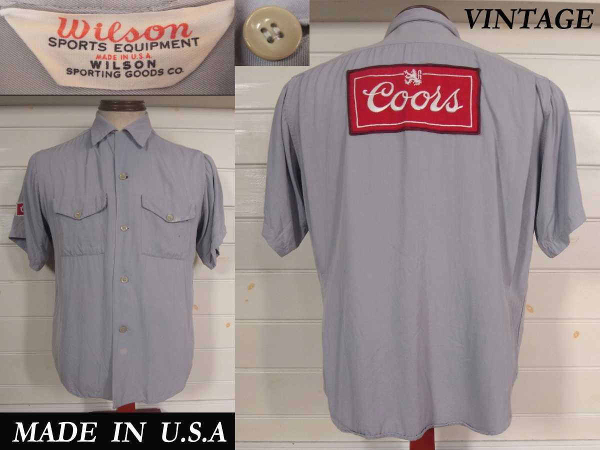 人気の新作 ワッペン刺繍 Coors 三角タグ WILSON ビンテージ 60s 50s レーヨンシャツ ロカビリー ボーリング ギャバシャツ VINTAGE USAアメリカ製 Mサイズ 人気の新作 ワッペン刺繍 Coors 三角タグ WILSON ビンテージ 60s 50s レーヨンシャツ ロカビリー ボーリング ギャバシャツ VINTAGE USAアメリカ製 Mサイズ