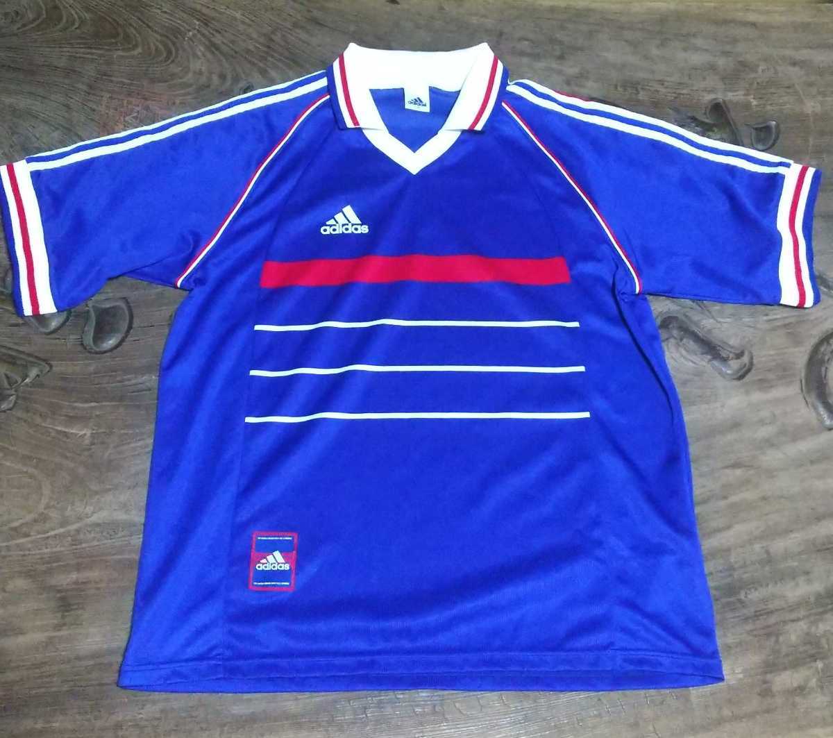 値下げ交渉 1998年 フランス代表 清水商業 型 アディダス 日本製 ゲームシャツ ユニフォーム 検 ジダン 高校サッカー Adidas France Dinh Dk