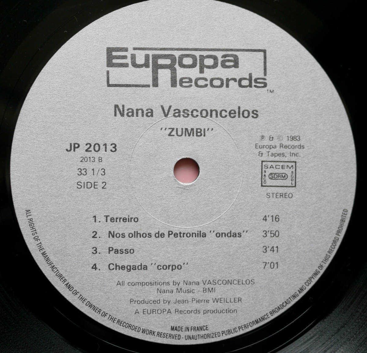 LP* Nana Vasconcelos Zumbi Франция запись Europa Records Afro *b радиоконтроллер Lien ..ek spec li men taruJP-2013 Nana Vasconcelos