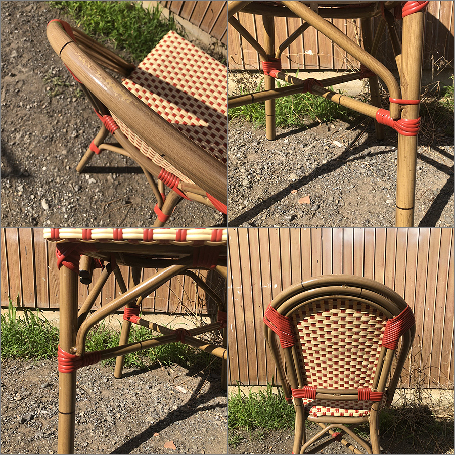 【ヴィンテージ 籐編み風ビニール ダイニングチェア】検：レトロモダンラタン椅子カフェチェア 8