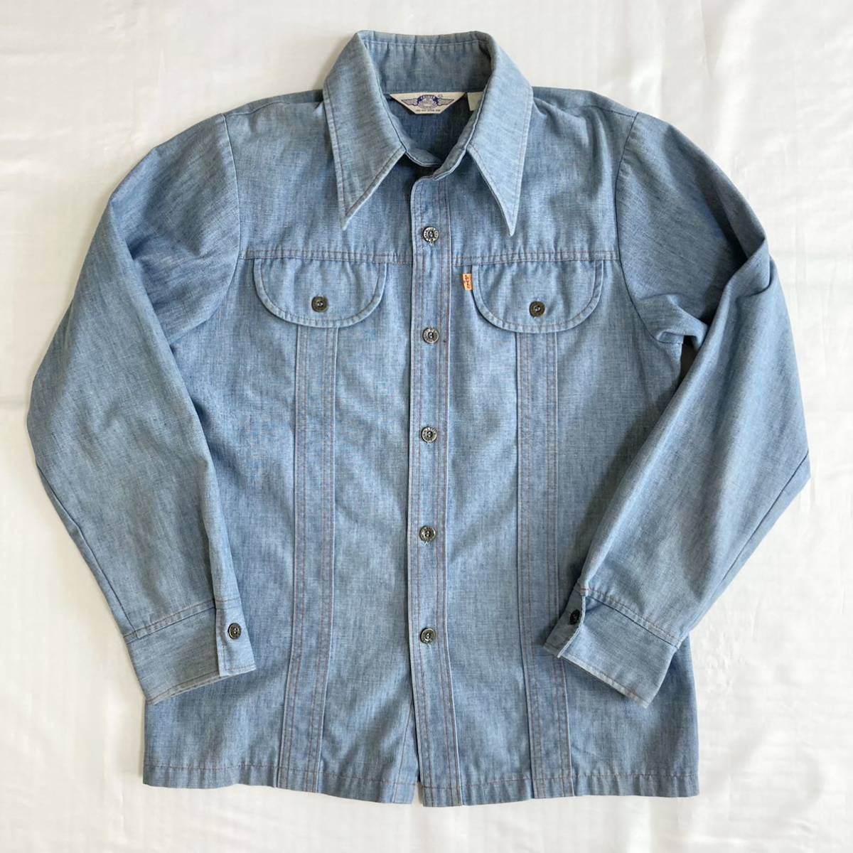 70s◆Levi's リーバイス◆PANATELA シャンブレーシャツジャケット M ブルー パナテラ オレンジタブ ビンテージ ヴィンテージ 70年代