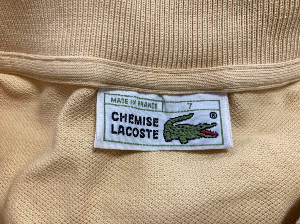 70's 80's ヨーロッパヴィンテージ フランスラコステ CHEMISE LACOSTE ポロシャツ 半袖ポロシャツ フレラコ 黄色系(黄土色) 7 フランス製_画像4