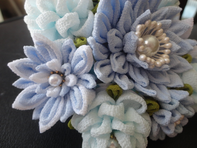 *otowa* flower ornamental hairpin *.* recommendation * light blue * blue group * Japanese clothes * kimono * crepe-de-chine * knob skill *3 point * coming-of-age ceremony * graduation ceremony * large wheel. . flower *RB002