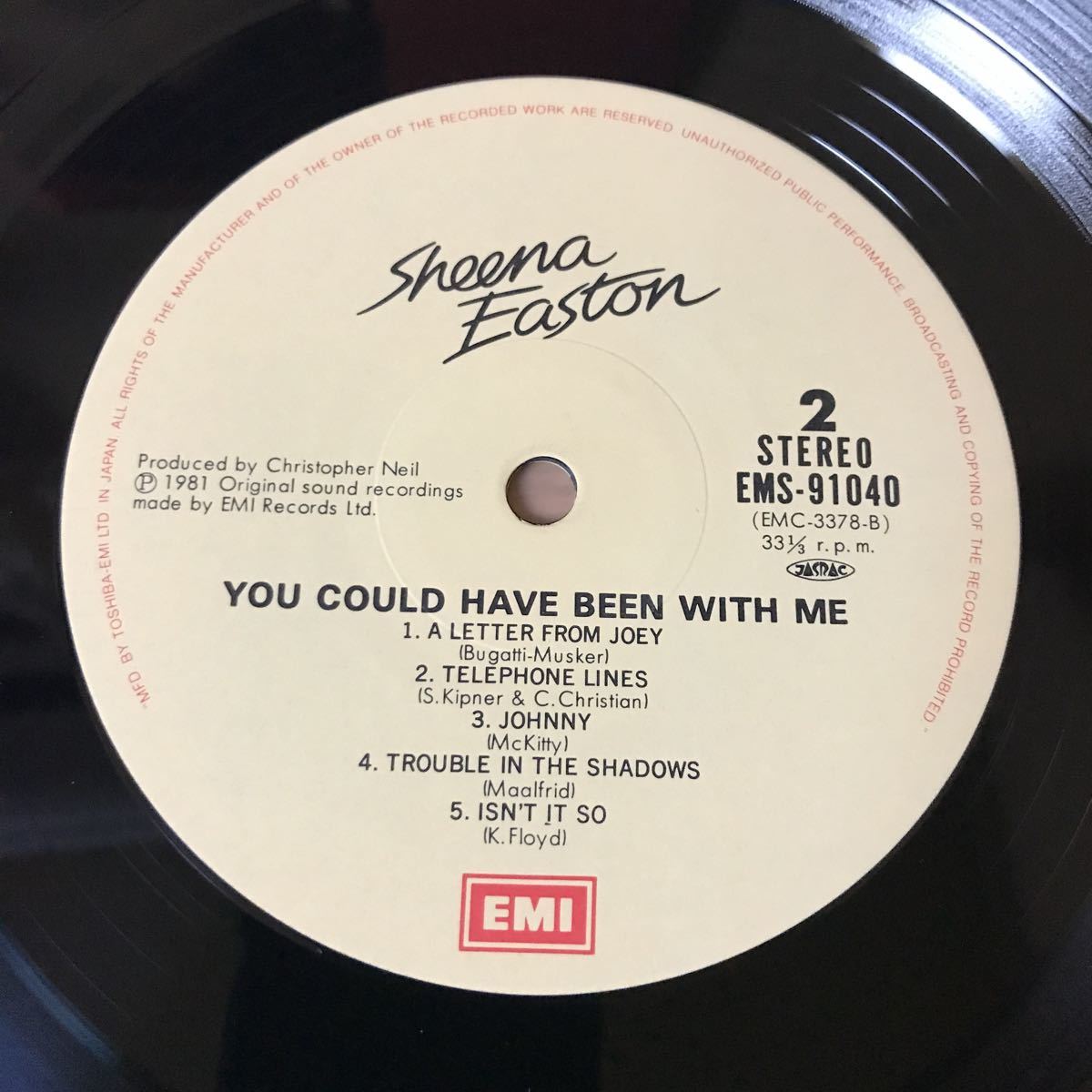 LP シーナ・イーストン　「涙のブロークン・ハート- You Could Have Been With Me 」Sheena Easton 美盤_画像4