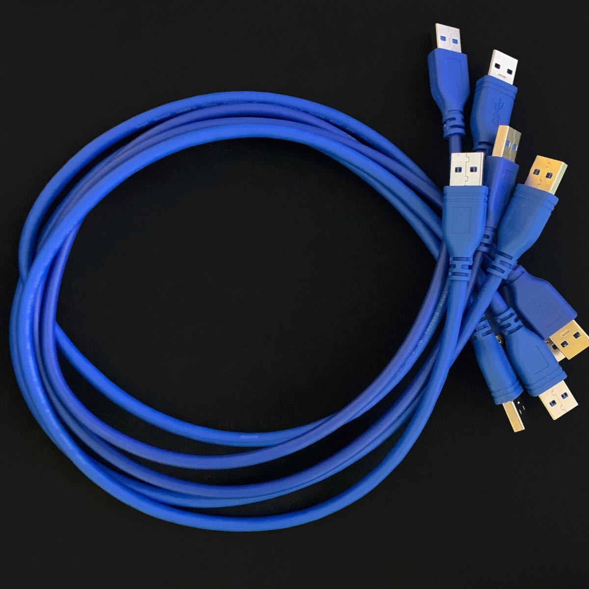 USB3.0ケーブル 5本セット タイプAオスータイプAオス 60cm 青 