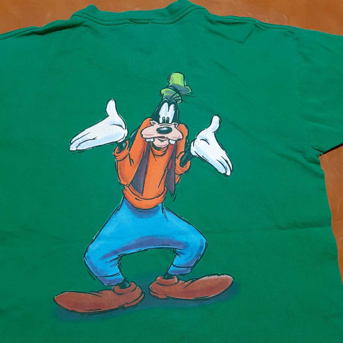 THE Disney STORE goofy グーフィー Tシャツ グリーン Sサイズ 両面プリント USA製 90s ヴィンテージ ディズニーの画像1