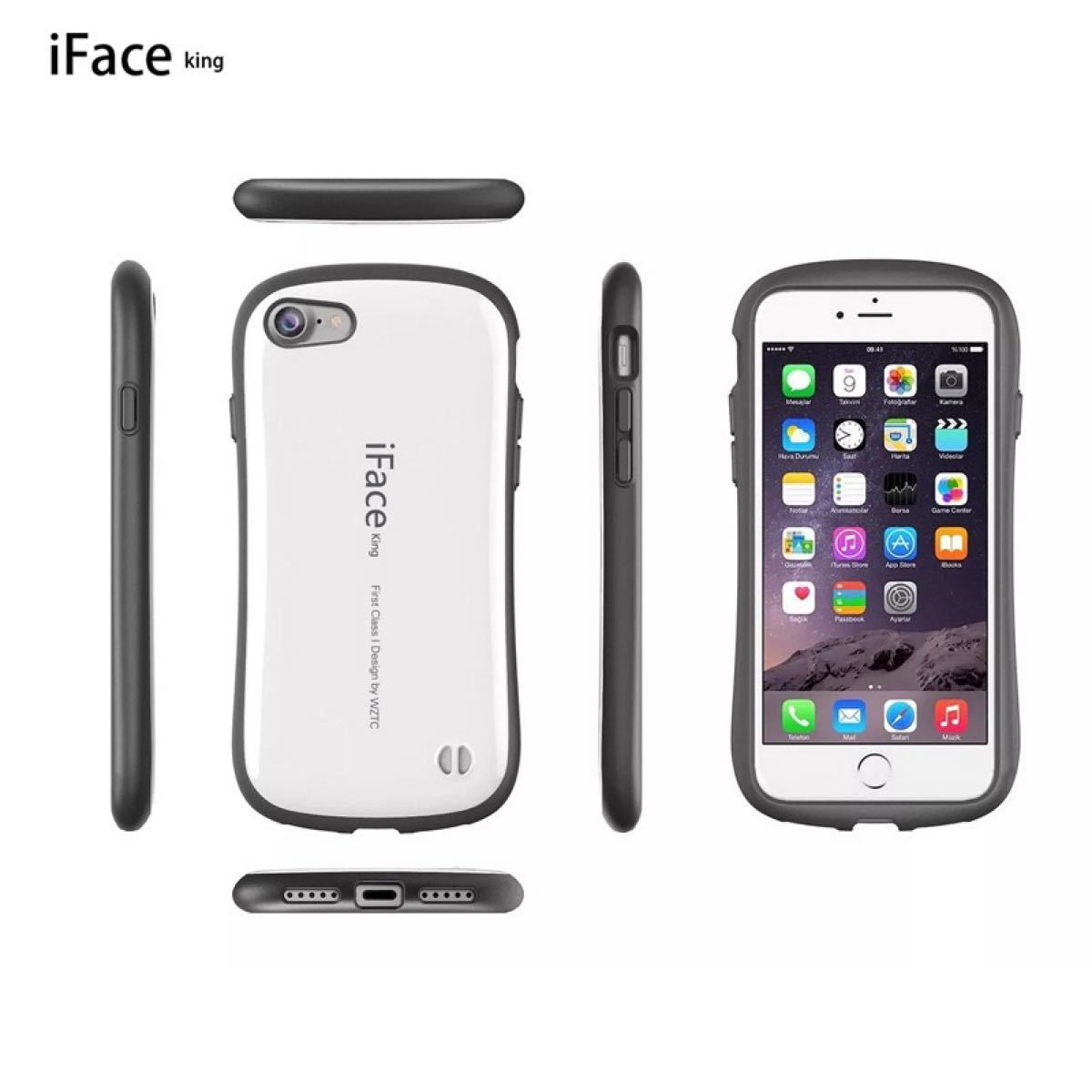 iphone12＆12pro兼用　iFace king　ケース　カバー　耐衝撃　指紋防止　ストラップ穴付き　ワイヤレス充電　白