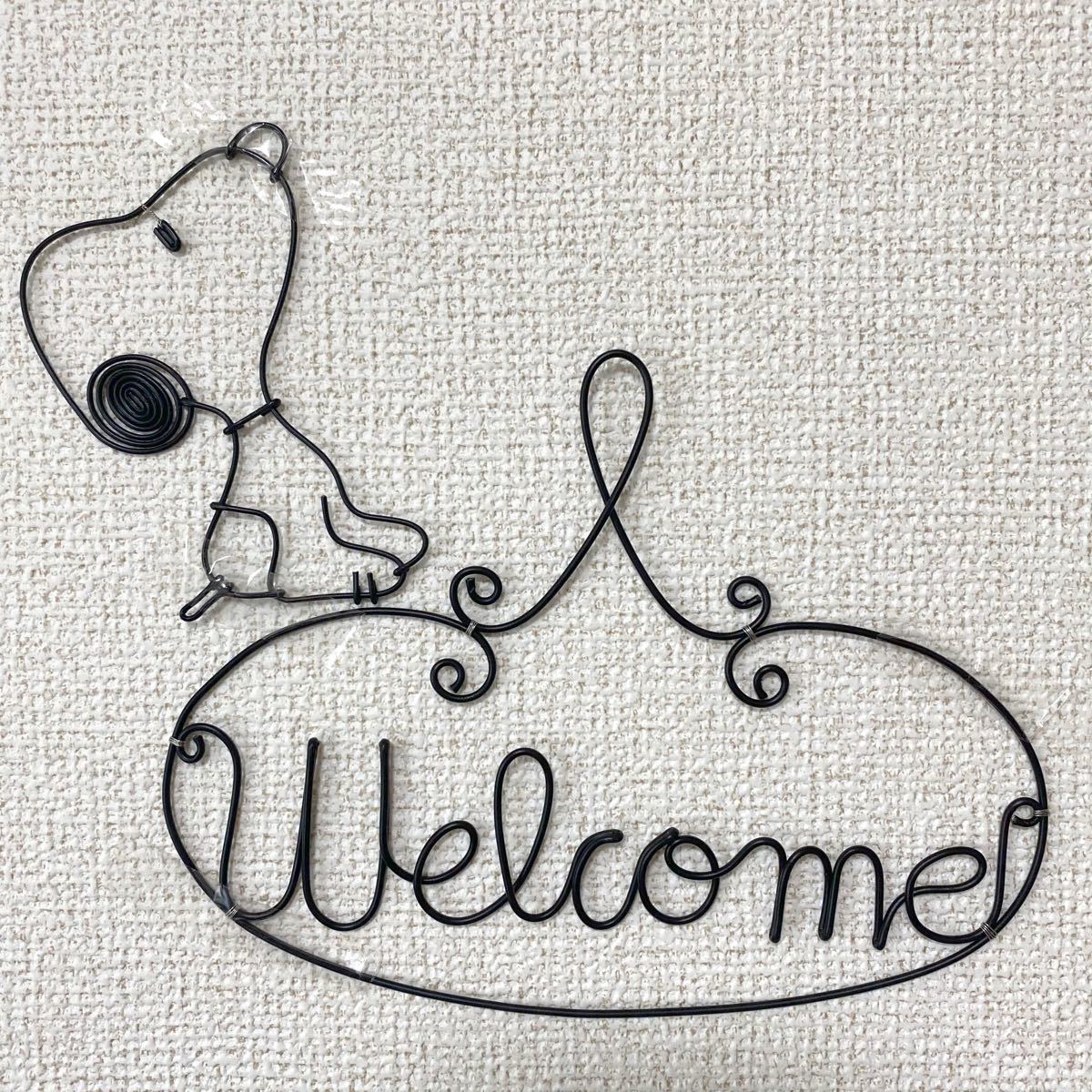 ワイヤークラフト Welcome ウェルカム　スヌーピー　SNOOPY ハンドメイド　壁かけ　ワイヤーアート　ワイヤー