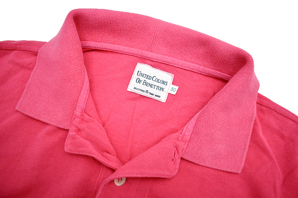 Y-1891* free shipping * beautiful goods *UNITED COLORS OF BENETTON Benetton * regular goods Logo embroidery sho King pink deer. . polo-shirt with short sleeves 50
