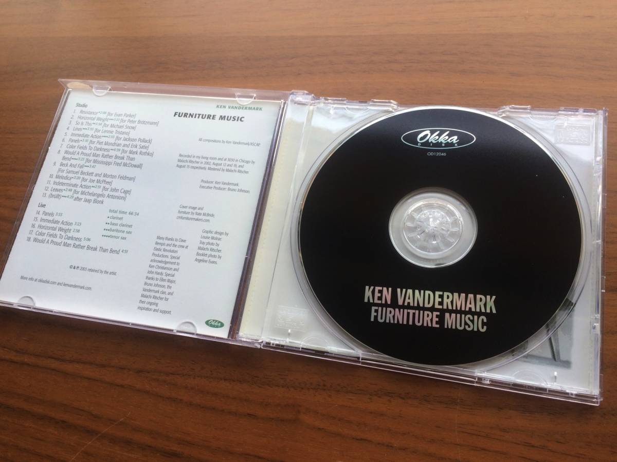 廃盤 美品 Ken Vandermark FURNITURE MUSIC CD hommage for Erik Satie, Brotzmann, John Cage... / Free Improvisation_画像2
