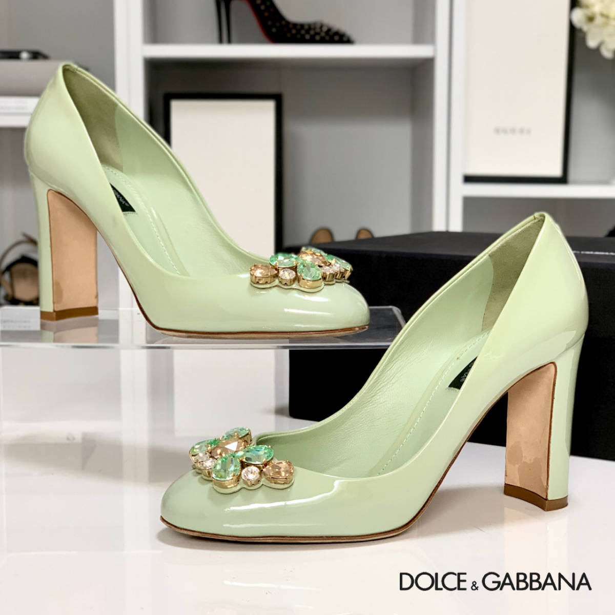 全店販売中 DG ウエッジソールサンダル 緑 ドルガバ 36 DOLCEGABBANA