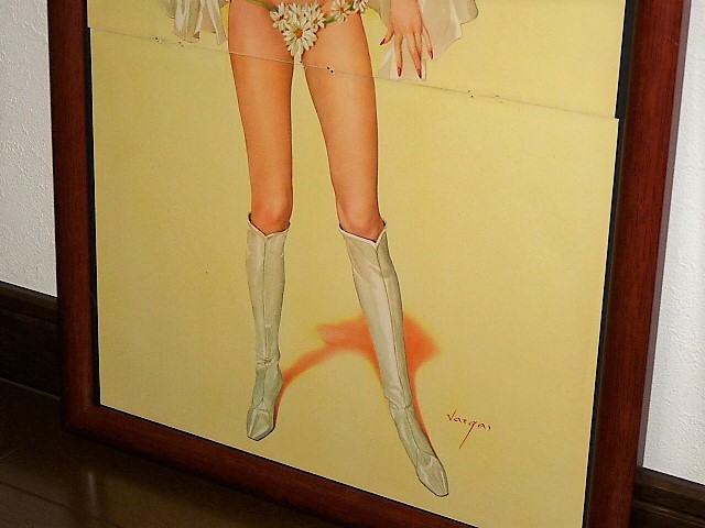 1969年 USA '60s 洋書雑誌 イラスト ピンナップ 額装品 Vargas Girl バーガス ガール ( A3size・雑誌見開きサイズ ) _画像2