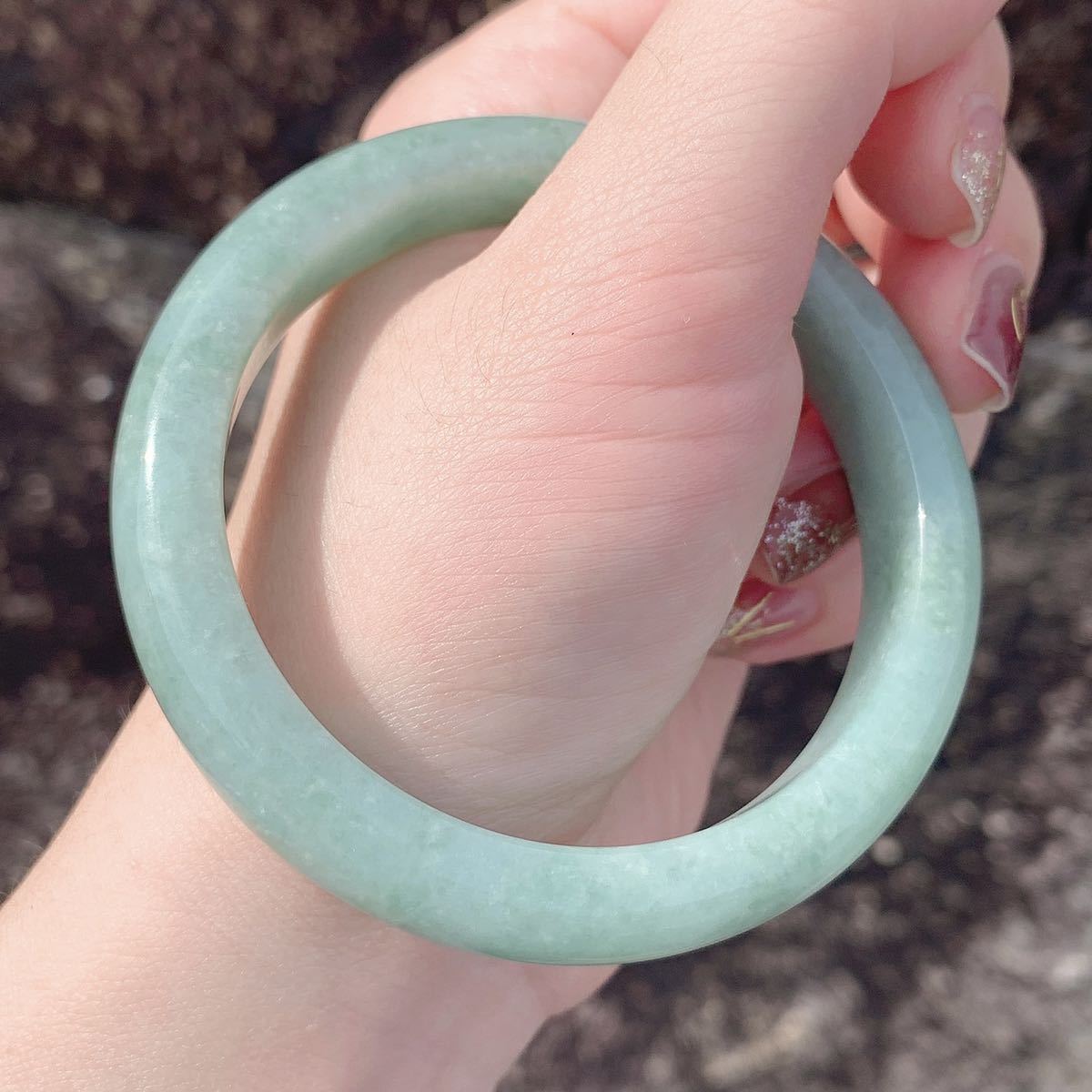 翡翠 ヒスイ腕輪 ミャンマーヒスイ バングル 内径55.7mm+ 果緑