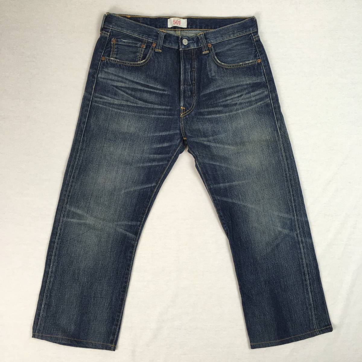 Levi's リーバイス 501 08501-00 08年 レギュラー ストレート デニム パンツ ジーンズ W33 L32 ボタンフライ ユーズド加工_画像3