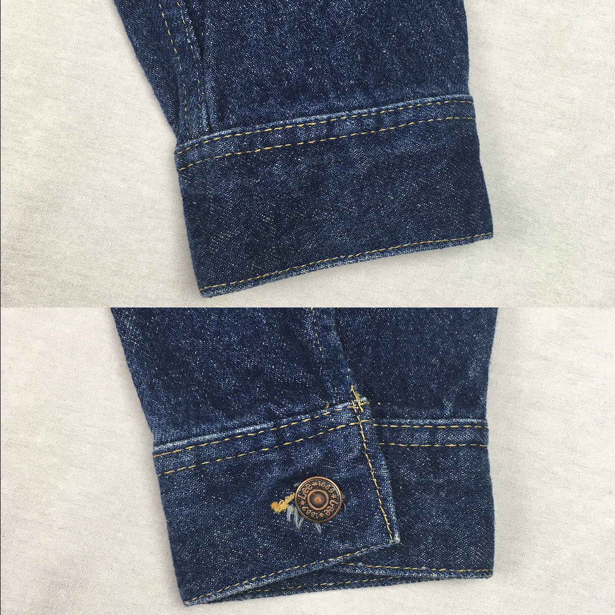 【80s 90s】Lee リー 220-5089 AUTHENTIC JACKET 米国製 Sサイズ ジージャン デニム ジャケット_左腕の裾