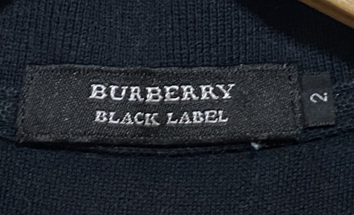 *BURBERRY BLACK LABEL Burberry Black Label one отметка рубашка-поло с коротким рукавом размер 2 чёрный черный три . association стандартный товар 