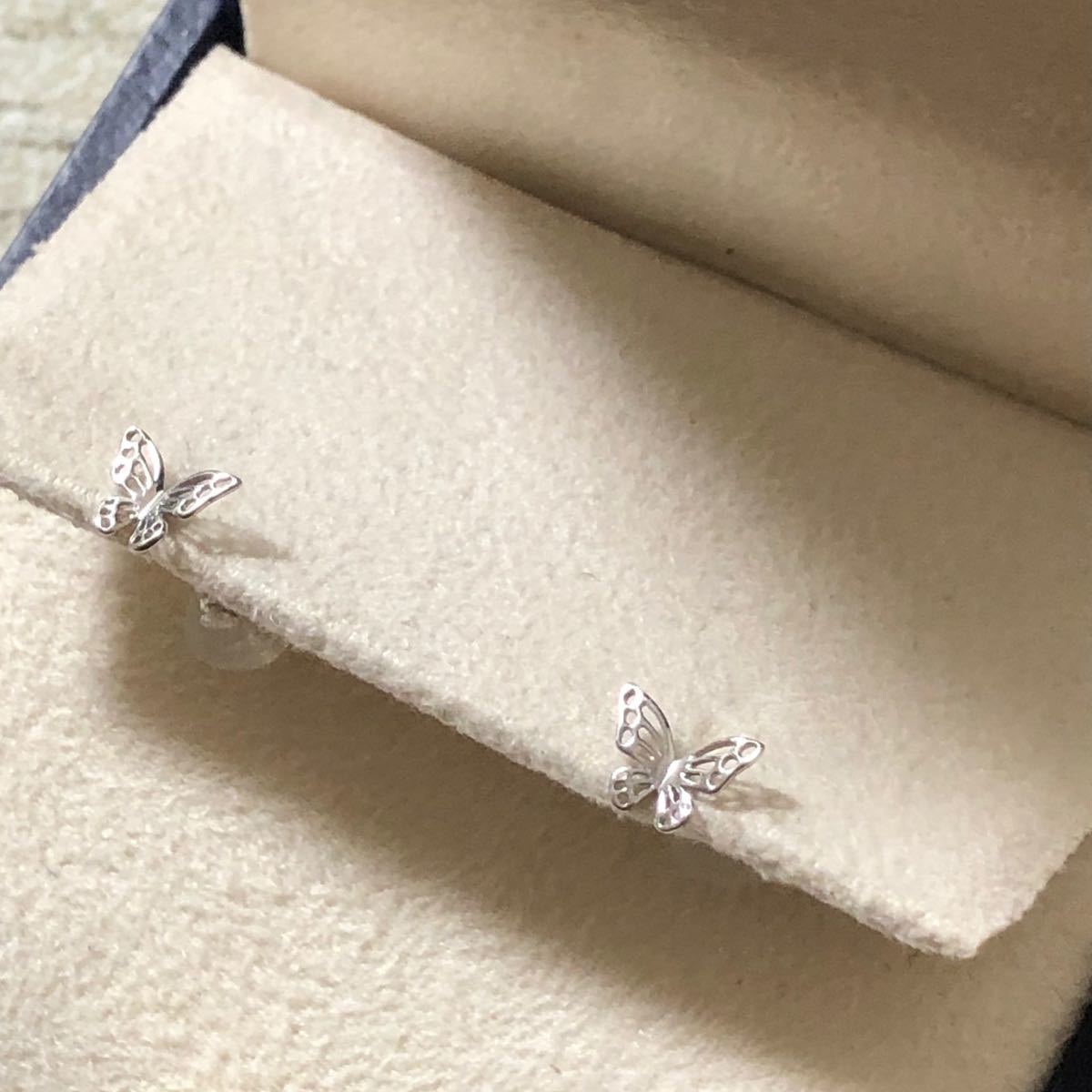 ツツミ ピアス 蝶々 バタフライ パピヨン K10 ホワイトゴールド ツツミ ピアス 蝶々 バタフライ パピヨン K10 ホワイトゴールド