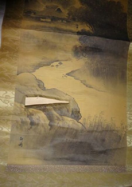稀少 アンティーク 山水図 山水 絹本 肉筆 掛軸 絵画 日本画 古美術_画像6