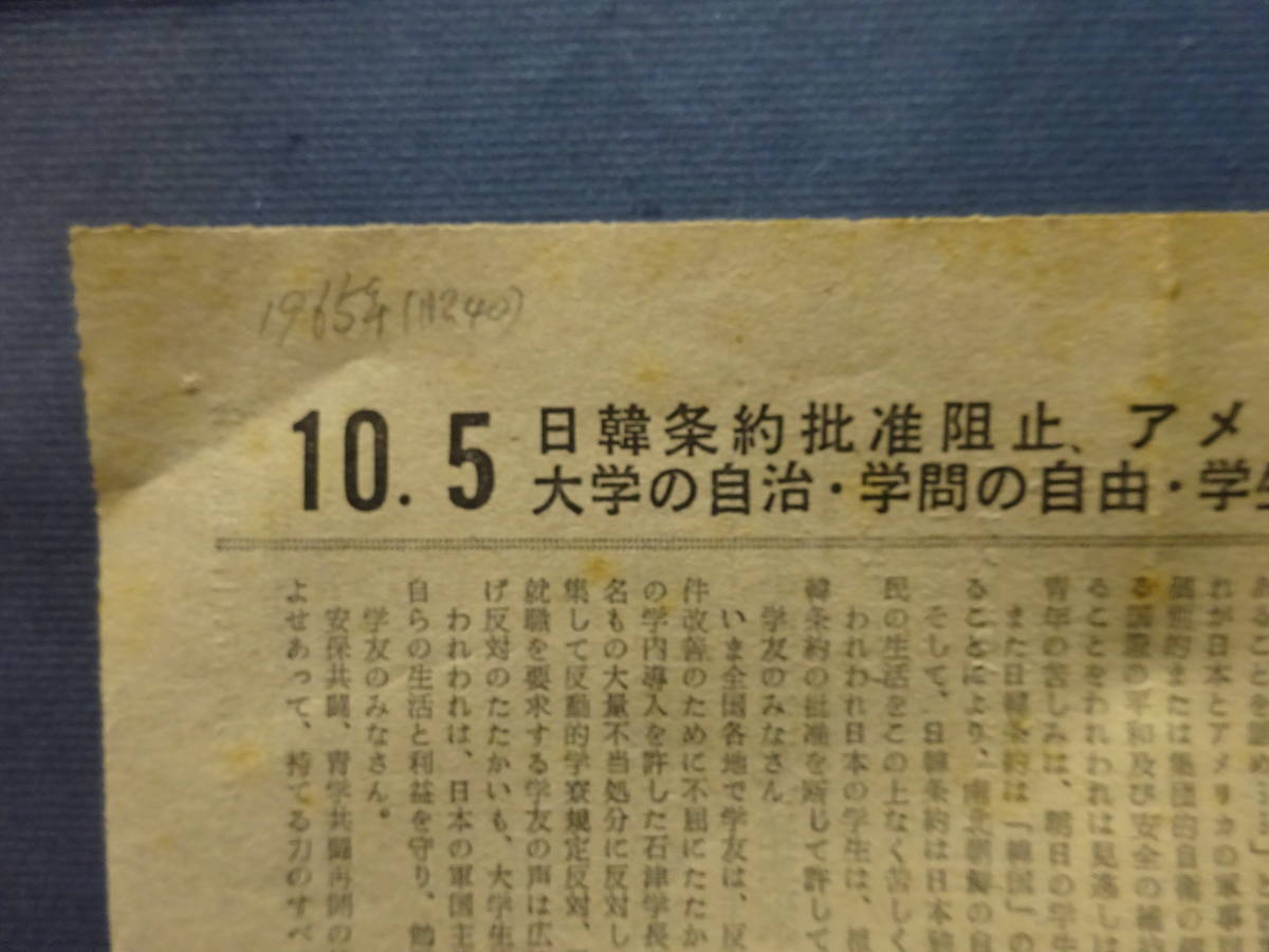 （５）珍品貴重資料　全国学生統一行動中央集会　スローガン：日韓条約批准阻止、ベトナム侵略反対、沖縄小笠原返還・・・学生運動_画像4