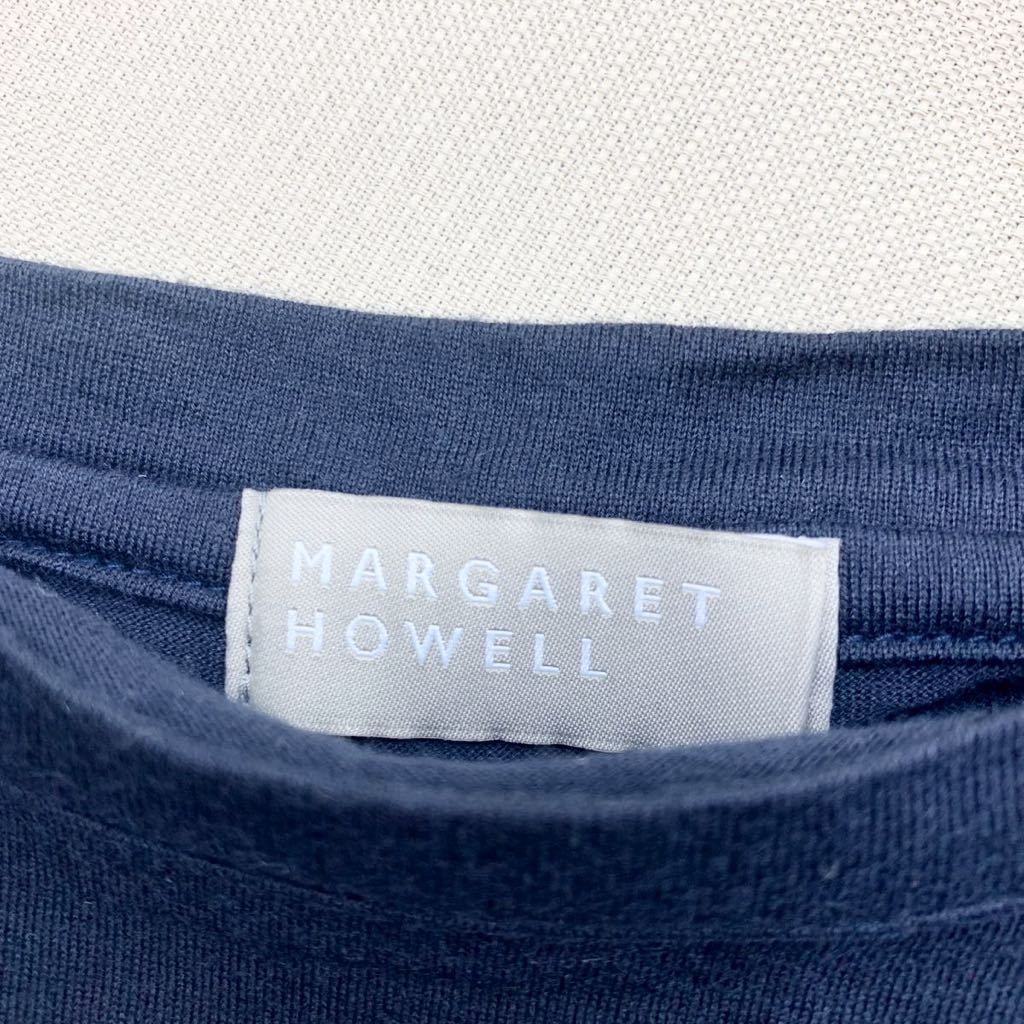 マーガレットハウエル MargaretHowell MHL. 半袖Tシャツ 濃紺 ネイビー 袖麻素材 リネン 細身 レディース Ⅱサイズ■FD34_画像4