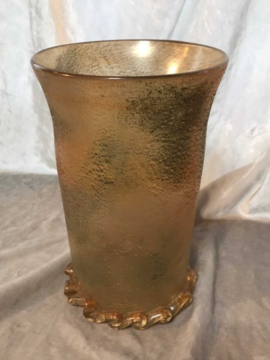 ガラス工芸品】美しいベネチアンガラス花瓶 1880年代 イタリア 腐食